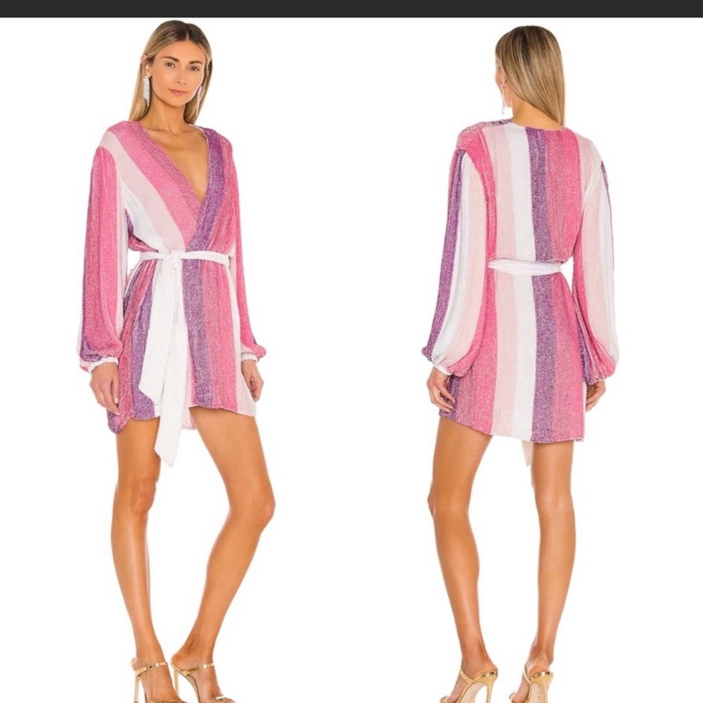 Retrofête Gabrielle multi pink robe dress from Revole